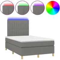 vidaXL Lit boxspring avec matelas & LED gris foncé 120x200 cm Tissu