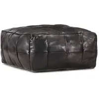 vidaXL Pouf 60 x 60 x 30 cm Noir Cuir véritable de chèvre