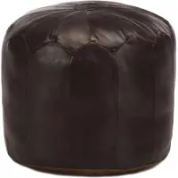 vidaXL Pouf 40 x 35 cm Marron foncé Cuir véritable de chèvre