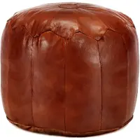 vidaXL Pouf 40 x 35 cm Brun roux Cuir véritable de chèvre