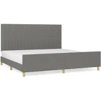 vidaXL Cadre de lit sans matelas gris foncé 200x200 cm Tissu