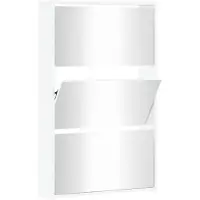 vidaXL Meuble à chaussures avec miroir 3 couches Blanc brillant 63 x 17 x 102,5 cm