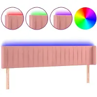 vidaXL Tête de lit LED rose 163x16x78/88 cm velours
