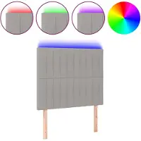 vidaXL Tête de lit LED gris clair 100x5x118/128 cm Tissu