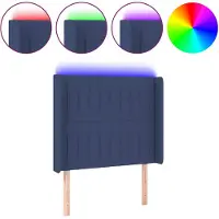 vidaXL Tête de lit LED bleue 103x16x118/128 cm Tissu