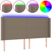 vidaXL Tête de lit LED Taupe 203x16x118/128 cm Tissu