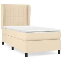 vidaXL Lit boxspring avec matelas Crème 100x200 cm Tissu
