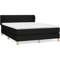 vidaXL Lit boxspring avec matelas noir 140x200 cm Tissu