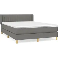 vidaXL Lit boxspring avec matelas gris foncé 140x190 cm Tissu