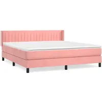 vidaXL Lit boxspring avec matelas rose 180x200 cm velours