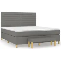 vidaXL Lit boxspring avec matelas gris foncé 160x200 cm Tissu
