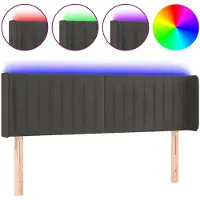 vidaXL Tête de lit LED gris foncé 147x16x78/88 cm velours