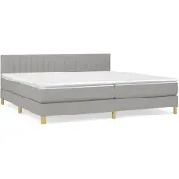 vidaXL Lit boxspring avec matelas gris clair 200x200 cm Tissu