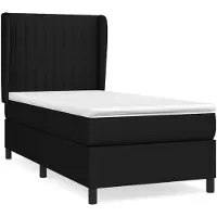 vidaXL Lit boxspring avec matelas noir 80x200 cm tissu