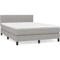 vidaXL Lit boxspring avec matelas gris clair 140x200 cm Tissu