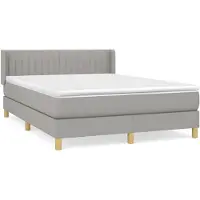 vidaXL Lit boxspring avec matelas gris clair 140x190 cm Tissu