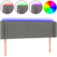 vidaXL Tête de lit LED gris foncé 147x16x78/88 cm Tissu