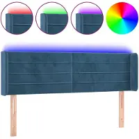 vidaXL Tête de lit LED bleu foncé 147x16x78/88 cm velours