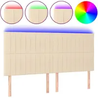 vidaXL Tête de lit LED Crème 160x5x118/128 cm Tissu