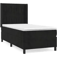 vidaXL Lit boxspring avec matelas noir 90x190 cm velours