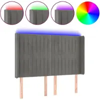 vidaXL Tête de lit LED gris clair 147x16x118/128 cm velours
