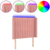 vidaXL Tête de lit LED rose 103x16x118/128 cm velours
