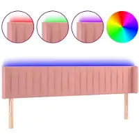 vidaXL LED Tête de lit rose 203x16x78/88 cm velours