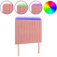 vidaXL Tête de lit LED rose 100x5x118/128 cm velours