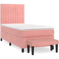 vidaXL Lit boxspring avec matelas rose 100x200 cm velours