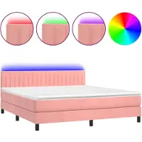 vidaXL Sommier tapissier avec matelas et LED Rose 180x200 cm Velours