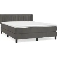 vidaXL Lit boxspring avec matelas gris foncé 140x200 cm velours