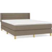vidaXL Lit boxspring avec matelas Taupe 140x190 cm Tissu