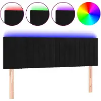 vidaXL LED Tête de lit noir 144x5x78/88 cm velours