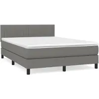 vidaXL Lit boxspring avec matelas gris foncé 140x190 cm Tissu