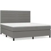 vidaXL Lit boxspring avec matelas gris foncé 160x200 cm Tissu