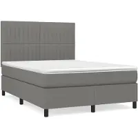 vidaXL Lit boxspring avec matelas gris foncé 140x190 cm Tissu