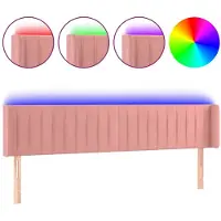 vidaXL LED Tête de lit rose 183x16x78/88 cm velours