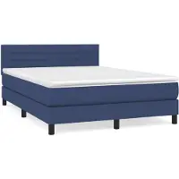 vidaXL Lit boxspring avec matelas bleu 140x200 cm Tissu