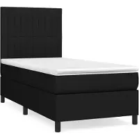 vidaXL Lit boxspring avec matelas noir 100x200 cm tissu