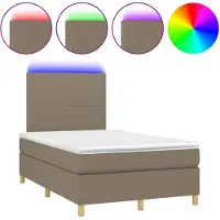 vidaXL Lit Boxspring avec matelas & LED Taupe 120x200 cm Tissu