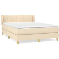 vidaXL Lit Boxspring avec matelas Crème 140x190 cm Tissu