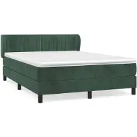 vidaXL Lit boxspring avec matelas vert foncé 140x200 cm velours