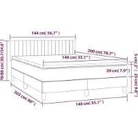vidaXL Lit boxspring avec matelas gris foncé 140x200 cm Tissu