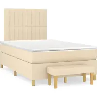 vidaXL Lit Boxspring avec matelas Crème 120x200 cm Tissu