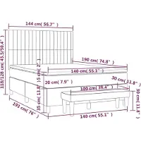 vidaXL Lit boxspring avec matelas bleu 140x190 cm Tissu
