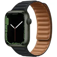 Apple Bracelet Leather Link pour Watch | 44/45/46/49 mm - Taille M/L - Midnight