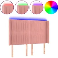 vidaXL Tête de lit LED rose 147x16x118/128 cm velours