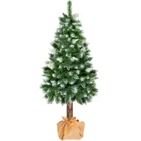 Springos Arbre de Noël 160 cm Pin Diamant avec tronc naturel Support neige artificielle