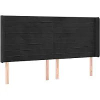 vidaXL Tête de lit avec oreilles noir 203x16x118/128 cm velours
