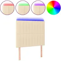 vidaXL Tête de lit LED Crème 100x5x118/128 cm Tissu